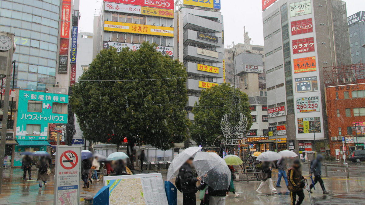 赤羽駅前の雪0303